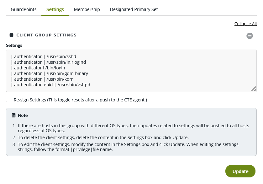 Client Group Settings
