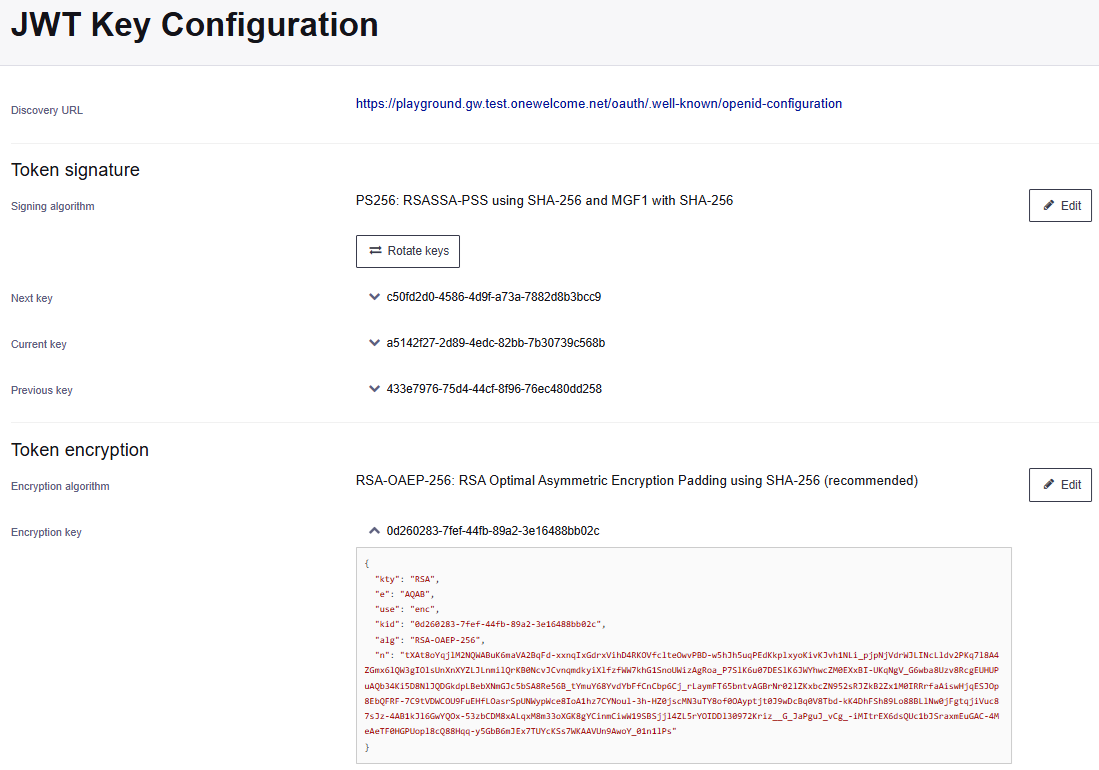 JWT Key configuration
