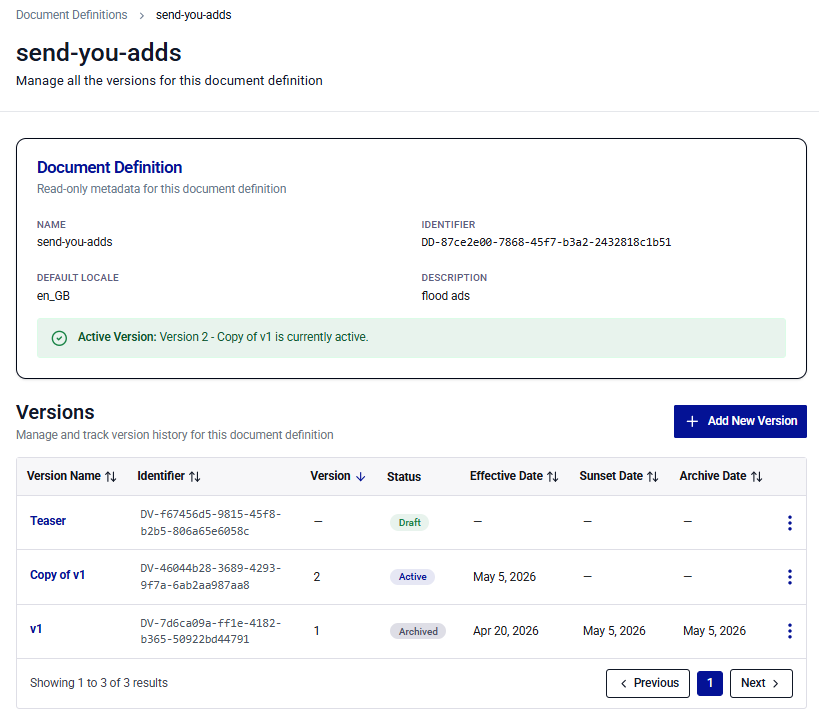 Document details with versions