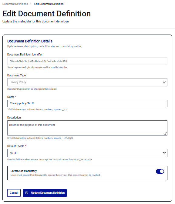 Edit document details