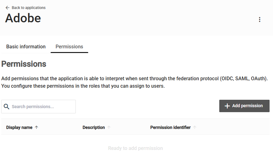 Permissions tab