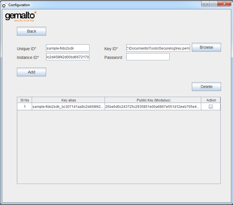 Input data required to decrypt the log file