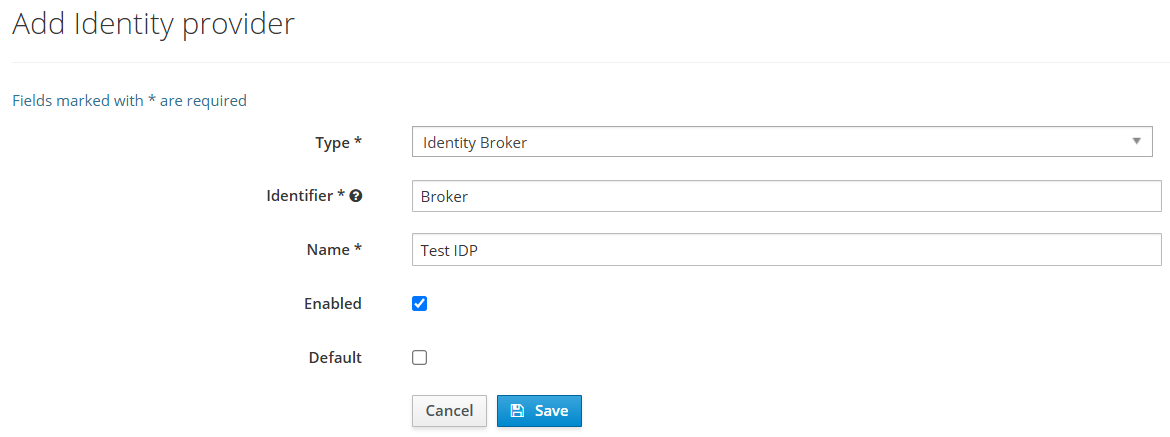 Add identity provider screen