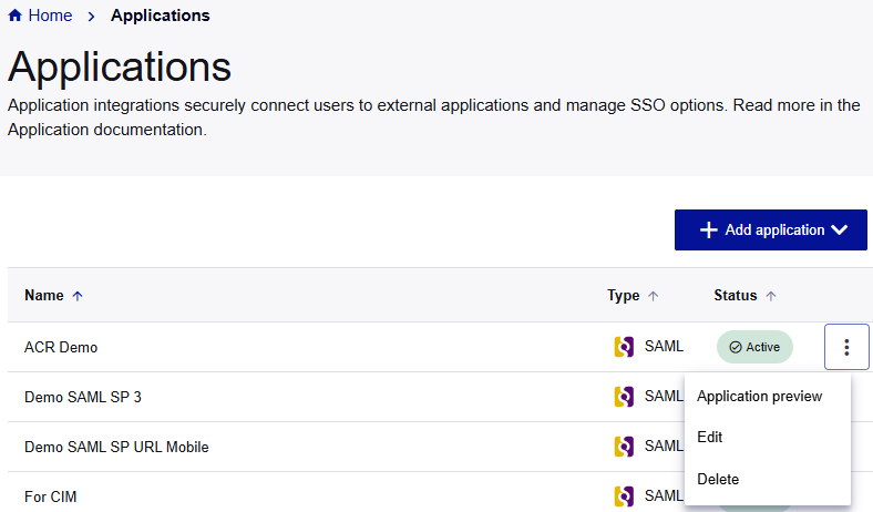 Applications page