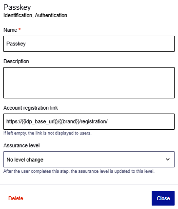 Passkey with assurance level