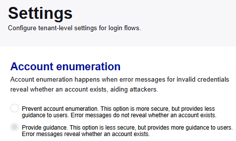 Login flow settings