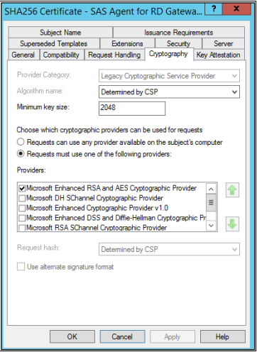 Creating Certificate Template for SHA256 Certificates