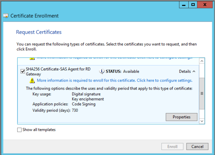 Creating SHA256 Certificate Using Certificate Template