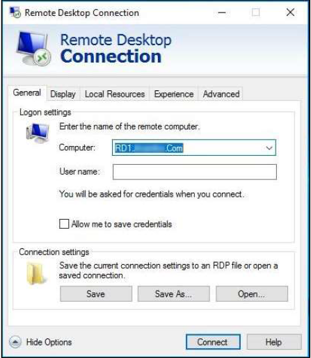 Remote Desktop Gateway server settings
