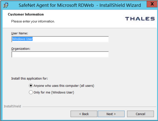 Installing SafeNet Agent for Microsoft RDWeb