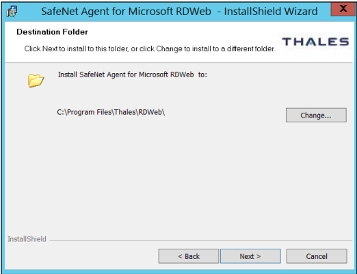 Installing SafeNet Agent for Microsoft RDWeb