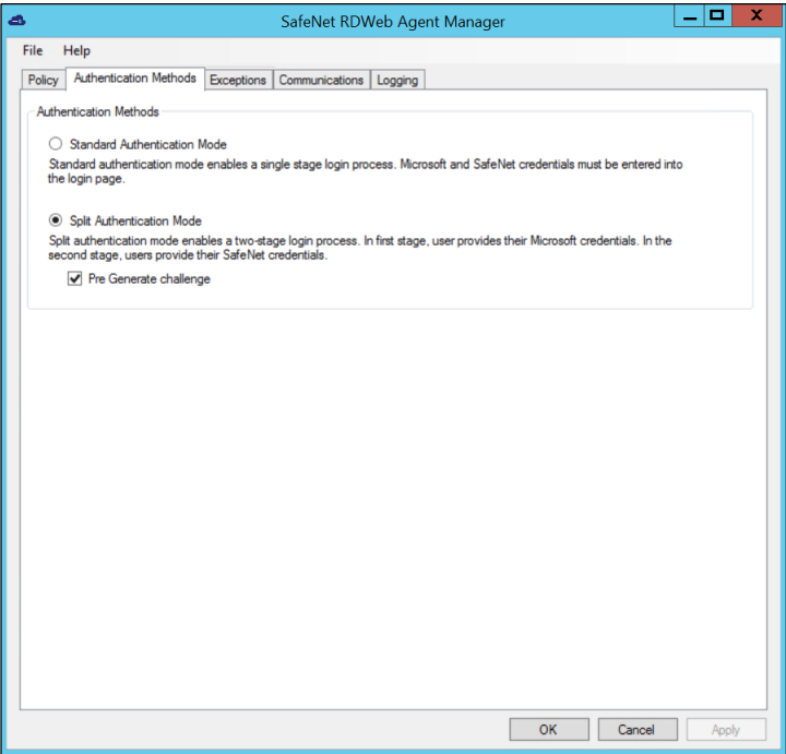 Configuring authentication methods