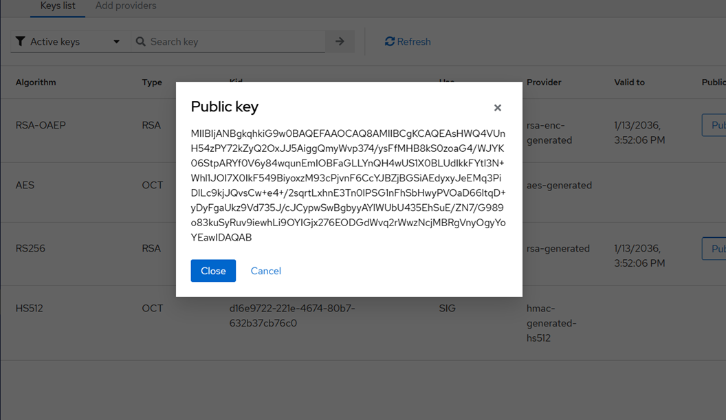 SAE RS256 Public Key