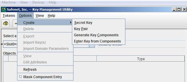 Selecting Generate Key Componenets Option Selecting Generate Key Componenets Option