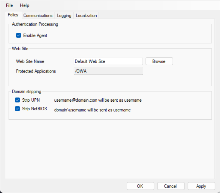 Policy Tab