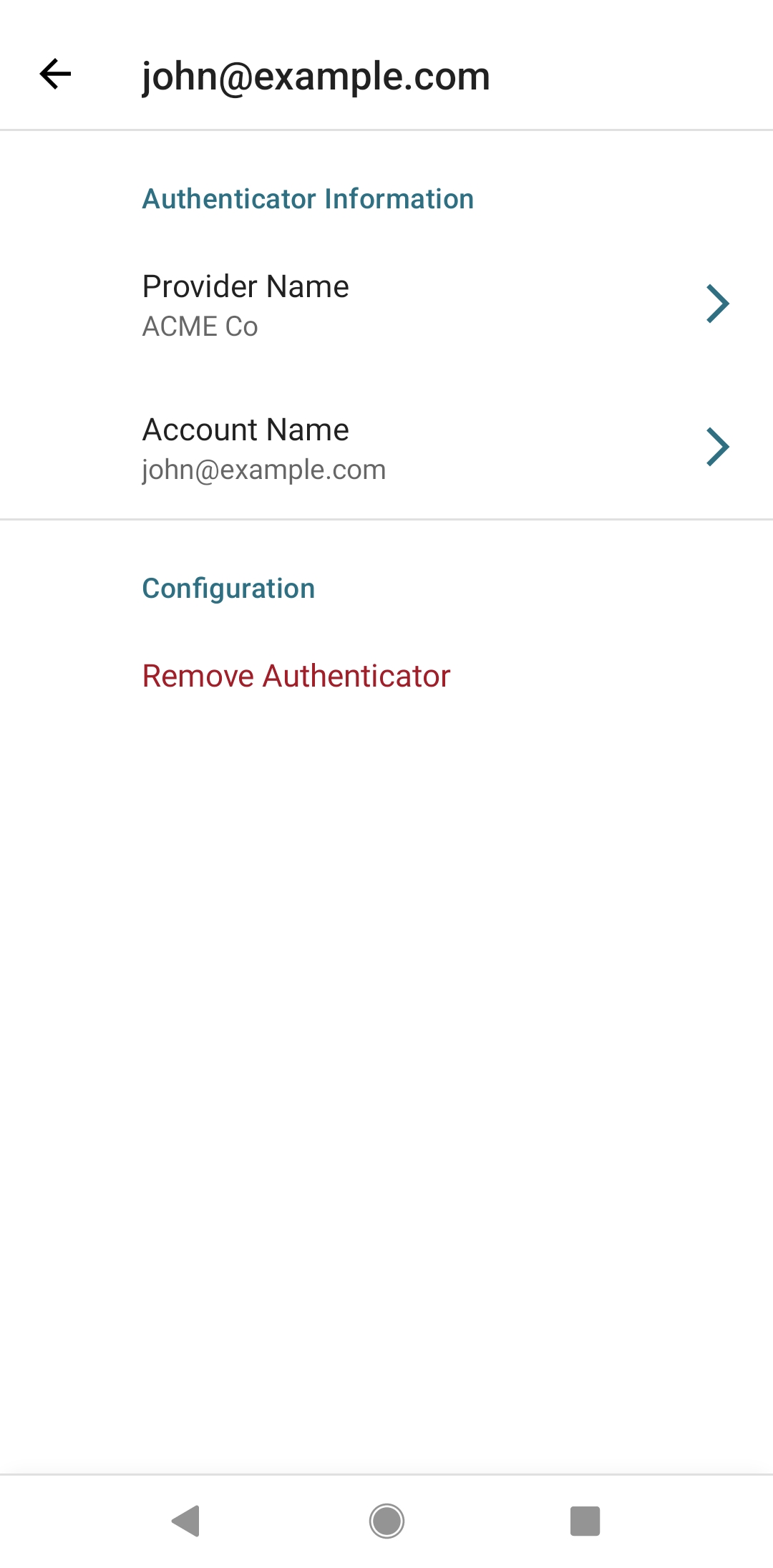Third-party authenticator settings