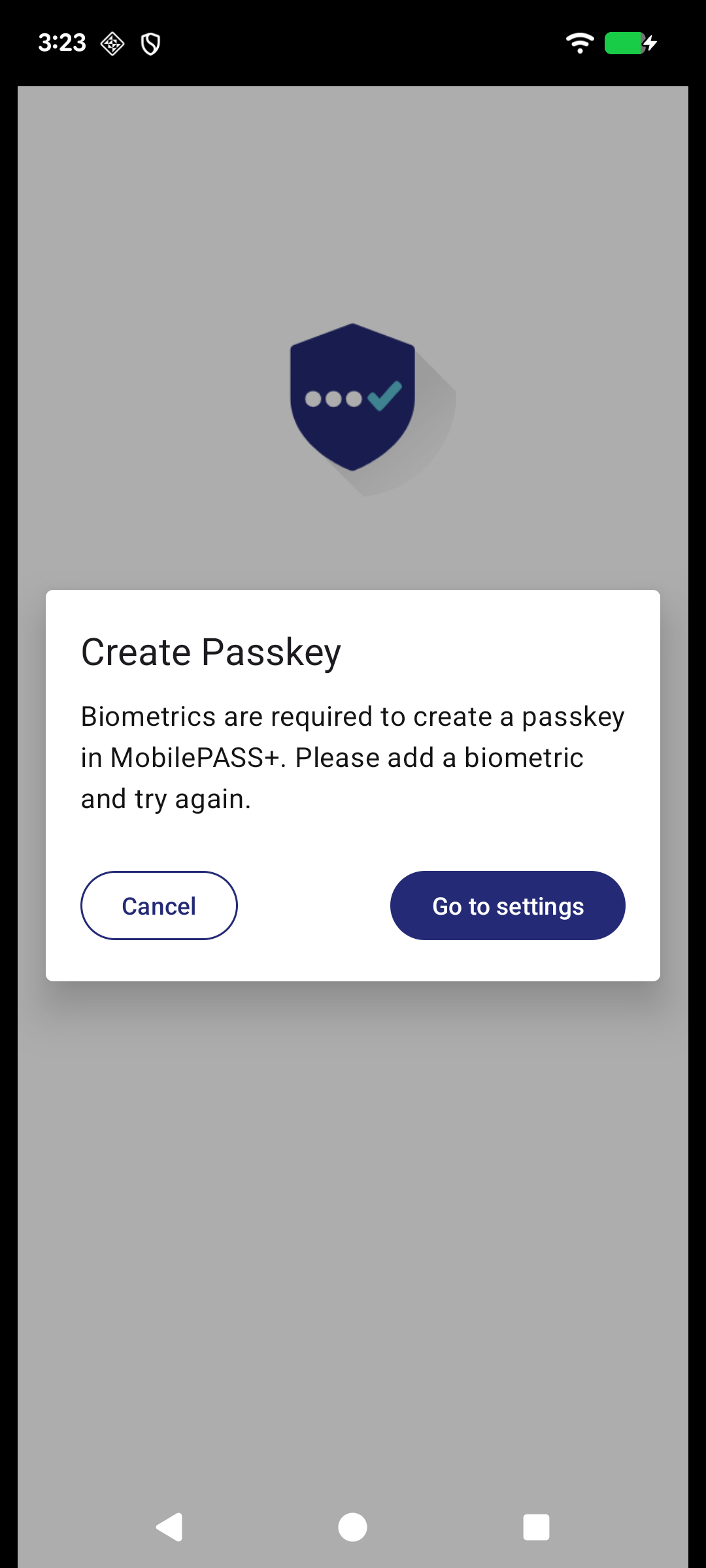 No Biometric Dialog