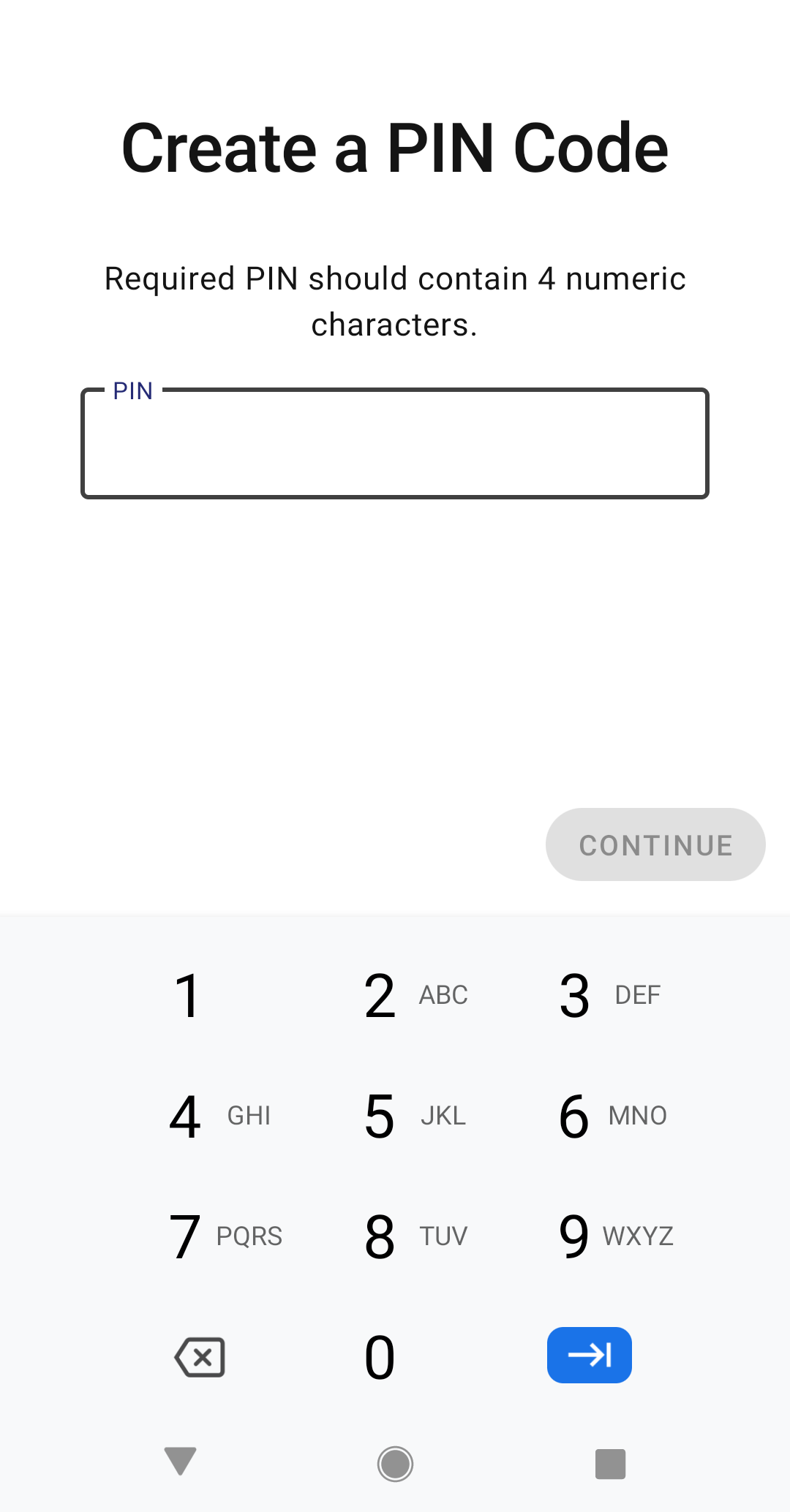 Create PIN code