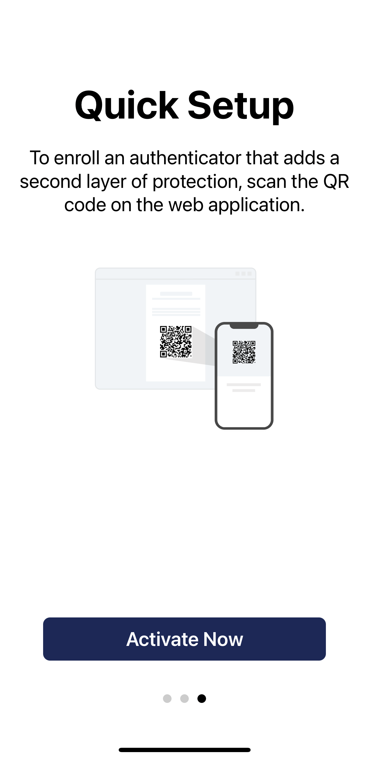 Quick setup screen