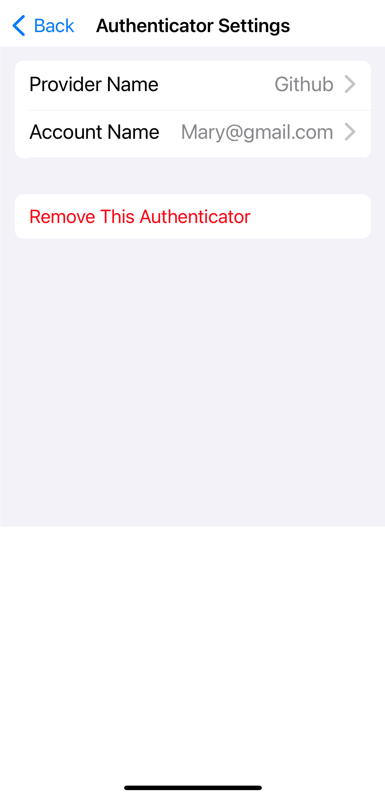 Third-party authenticator settings