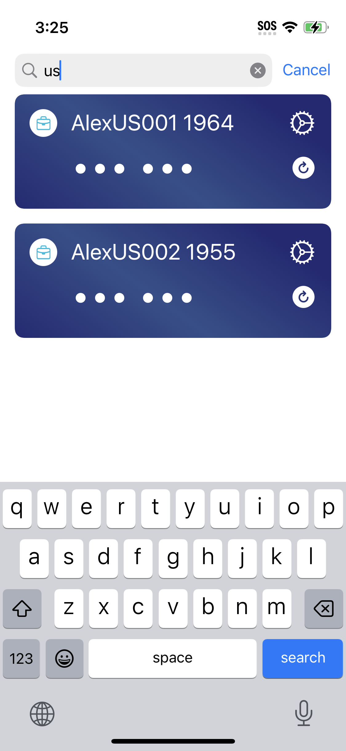 Search for authenticators