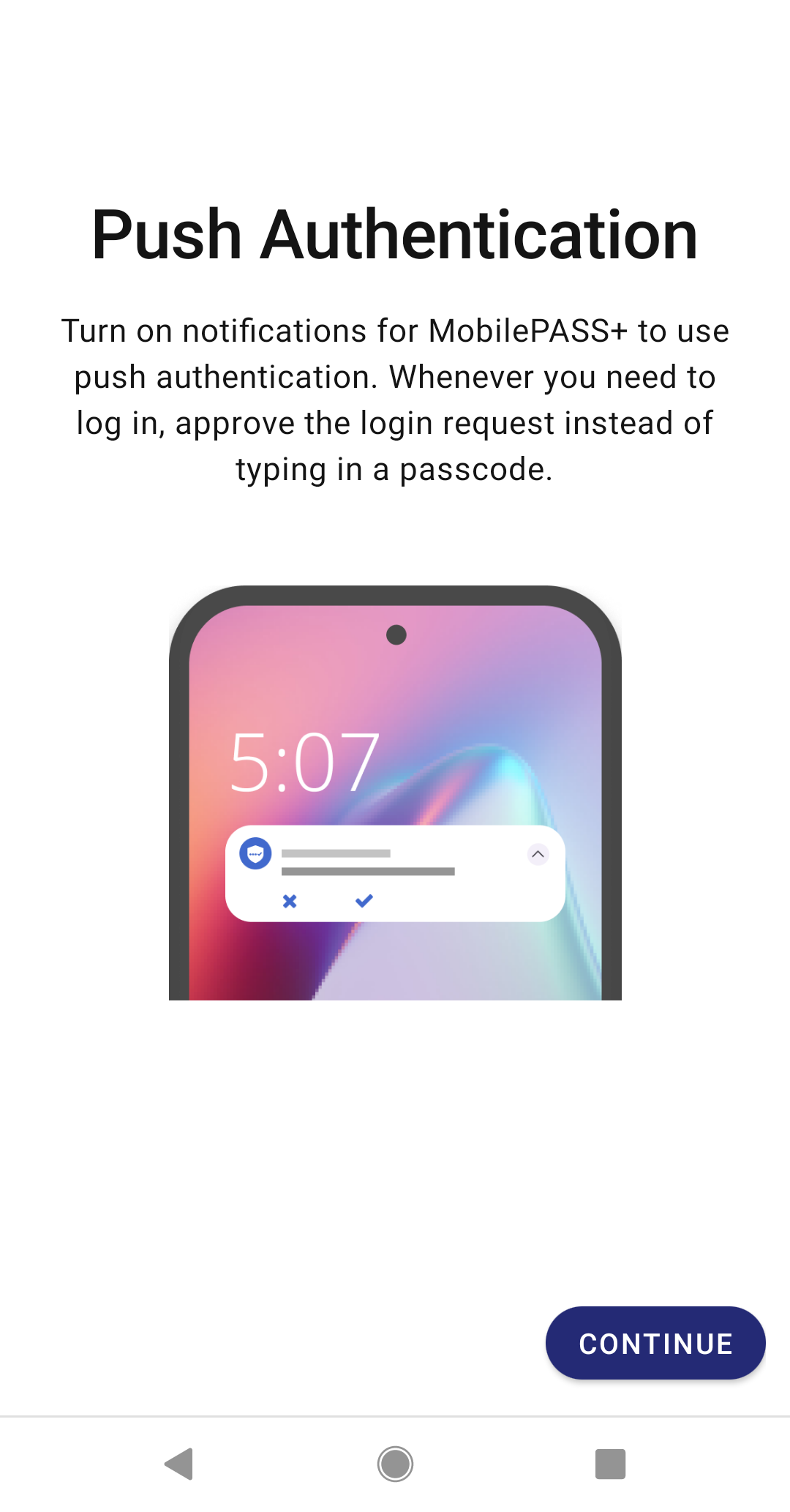Push authentication directions