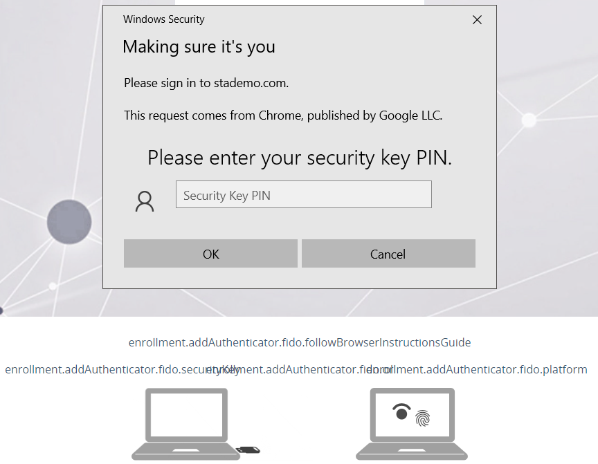 FIDO browser instructions key-value pairs