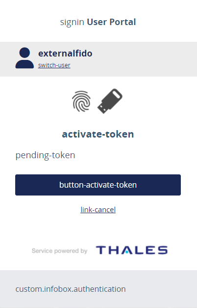 FIDO activate on user portal