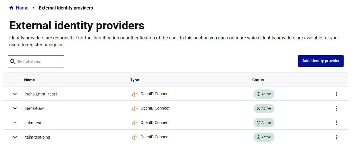 click to zoom External IDP Configuration for Self Service