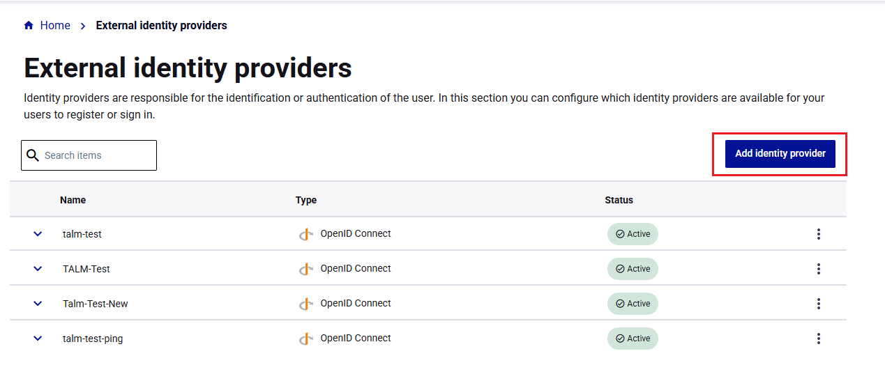 click to zoom External IDP Configuration for Self Service