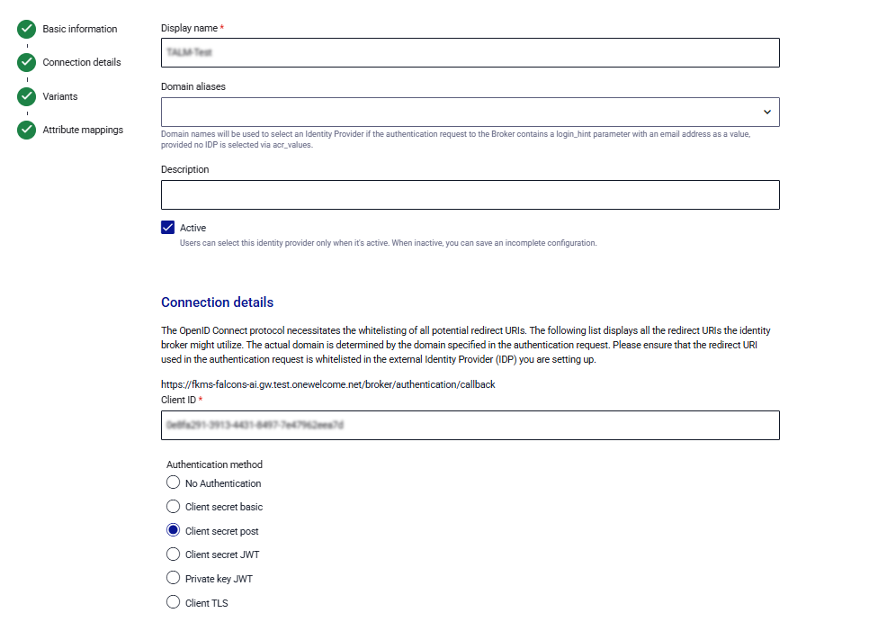 click to zoom External IDP Configuration for Self Service