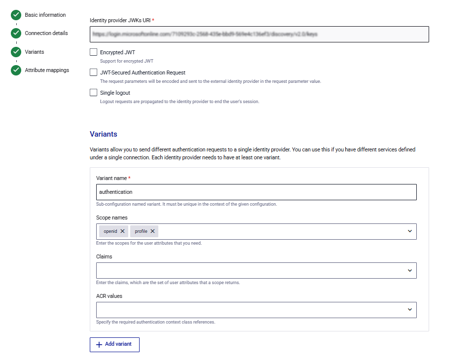 click to zoom External IDP Configuration for Self Service