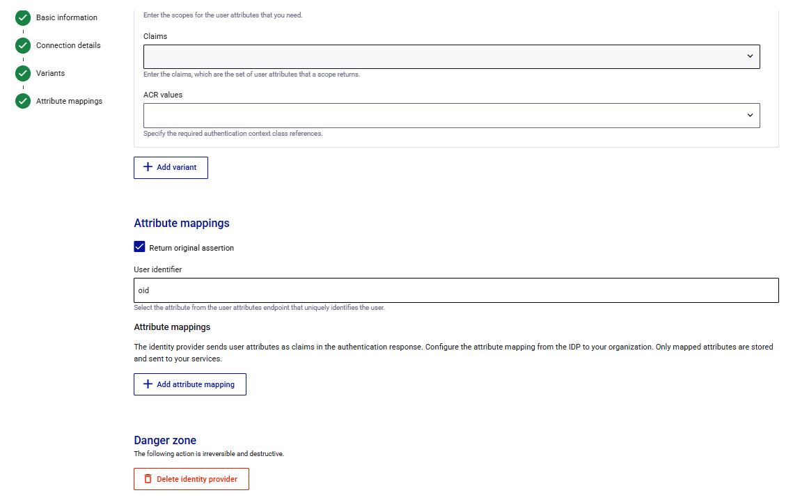 click to zoom External IDP Configuration for Self Service