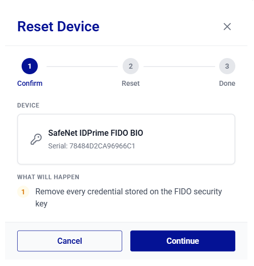 Self-service FIDO device operations