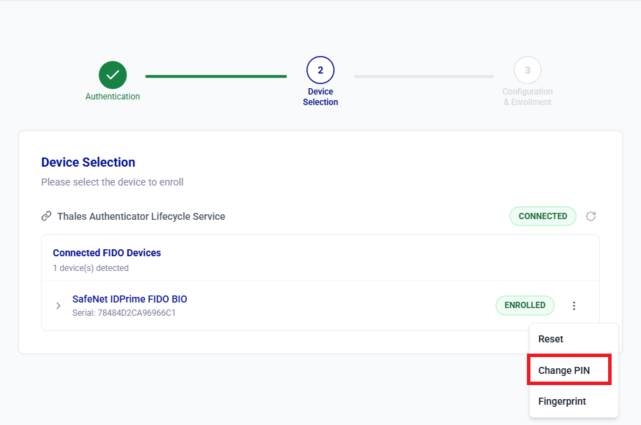 Self-service FIDO device operations