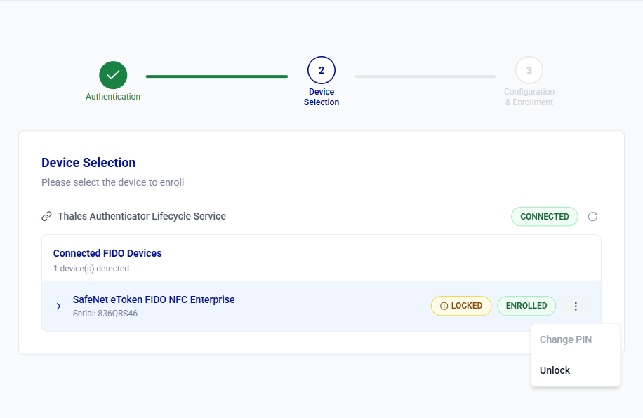 Self-service FIDO device operations